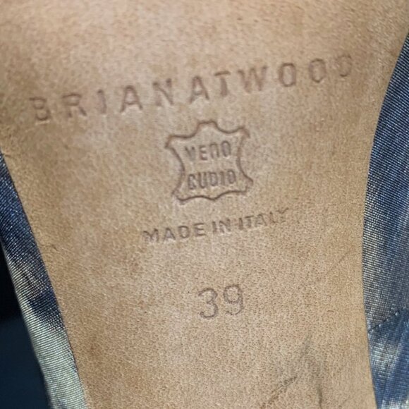 Brian Atwood Animal Print Fabric Almond Toe Platform Heels Size 39/9 - Picture 10 of 13